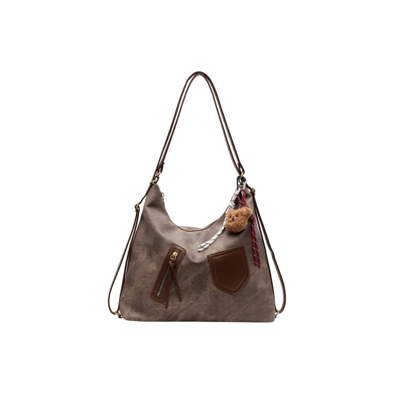Gerlanx Pu Tote Bag, Shoulder Bag, Backpack Large Size Women's Dark Tea/Coffee/Brown/Denim Blue/Ecru-9