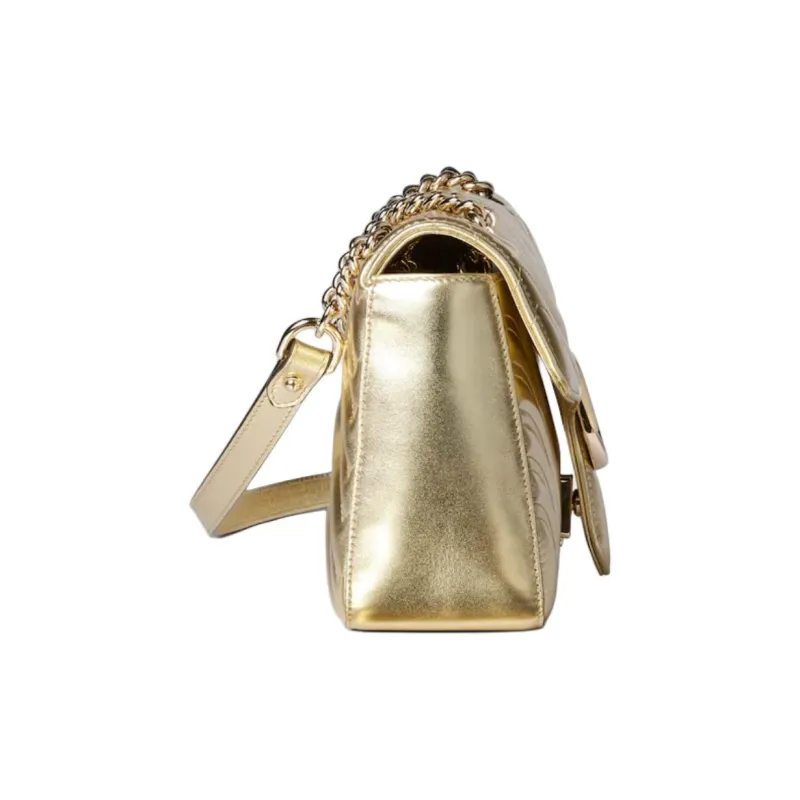 GUCCI GG Marmont Leather Crossbody Bag Shoulder Bag Small Size Women's White Gold-2