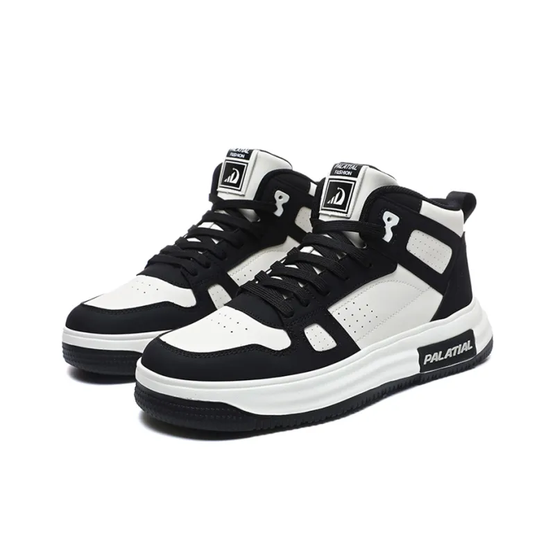 PALATIAL Skateboard Shoes Men High Top Black Rice/Light Gray Black/Brown-2