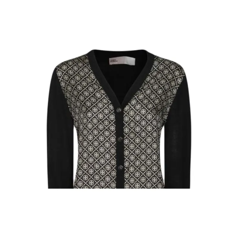 TORY BURCH Logo Detailed V Neck Cardigan-2