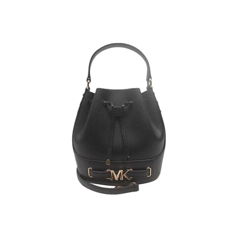 MICHAEL KORS Litchi Grain Leather Bucket Bag, Shoulder Bag, Handbag Medium Size Women's Black-1