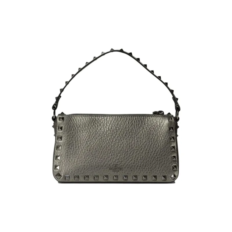 Valentino GARAVANIRockstud Calfskin Shoulder Bag, Crossbody Bag, Handbag Trumpets Women's Silver Gray-0