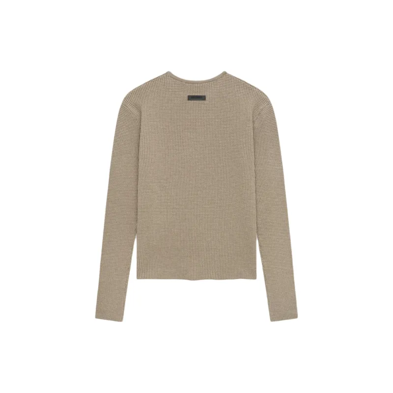 Fear Of God Essentials Women's Waffle Fitted Long Sleeve Sweater Desert Sand-1