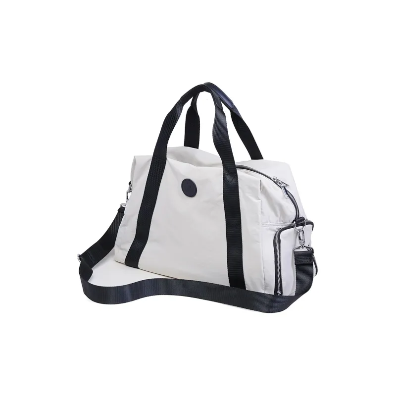 GELANDAI Fabric Large Capacity Portable Travel Bag 20 30L Unisex Black/Ecru/Gray-6
