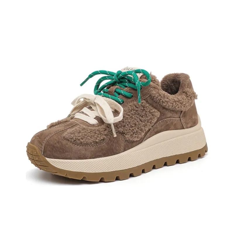 DAPHNE Slip Resistant Low Top Chunky Sneakers Women's Camel-1