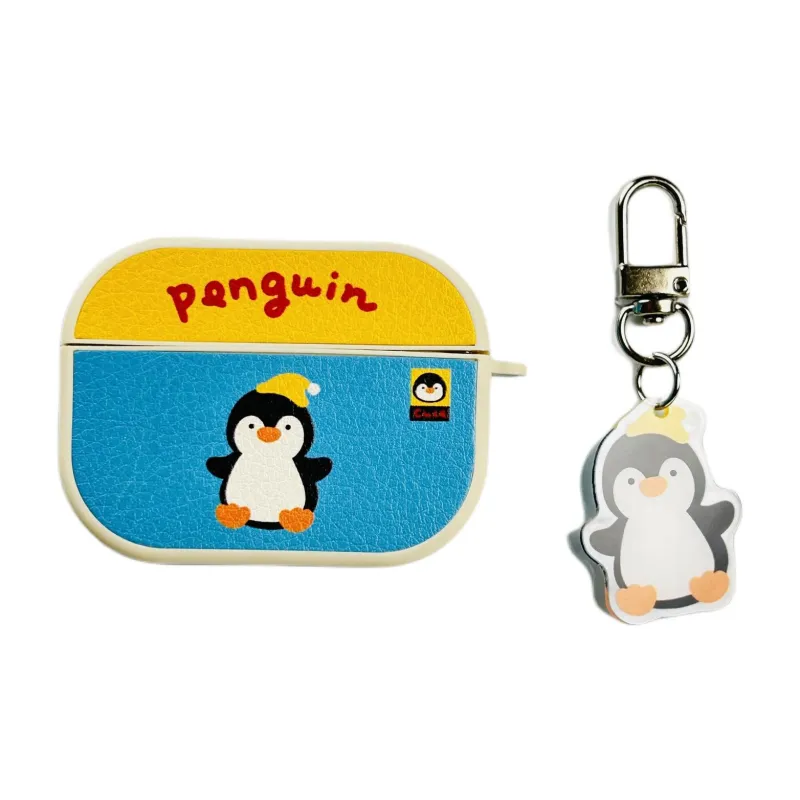 Wei Xin Compatibility Apple AirPods 4/2/3/4th Generation/AirPods Pro/Pro 2 Leather Penguin Pendant Headphone Cases-1
