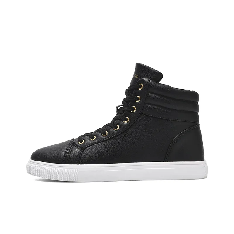 Mulinsen Anti Slip Wear Resistant High Top Skateboard Shoes Men's Black-0