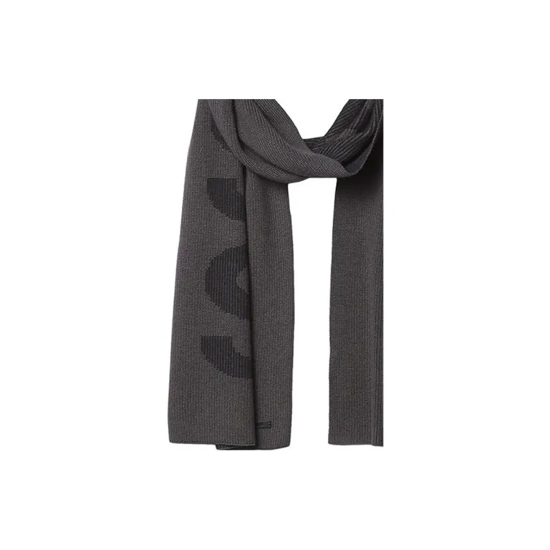 HUGO BOSS Cotton Polyamide Wool Knit Scarves Women's Gray-2