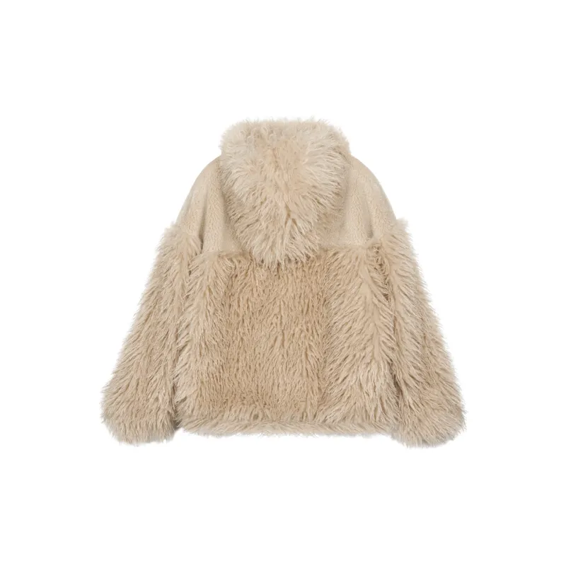 CANOTWAIT_ Velvet feel Coat Unisex Beige-1