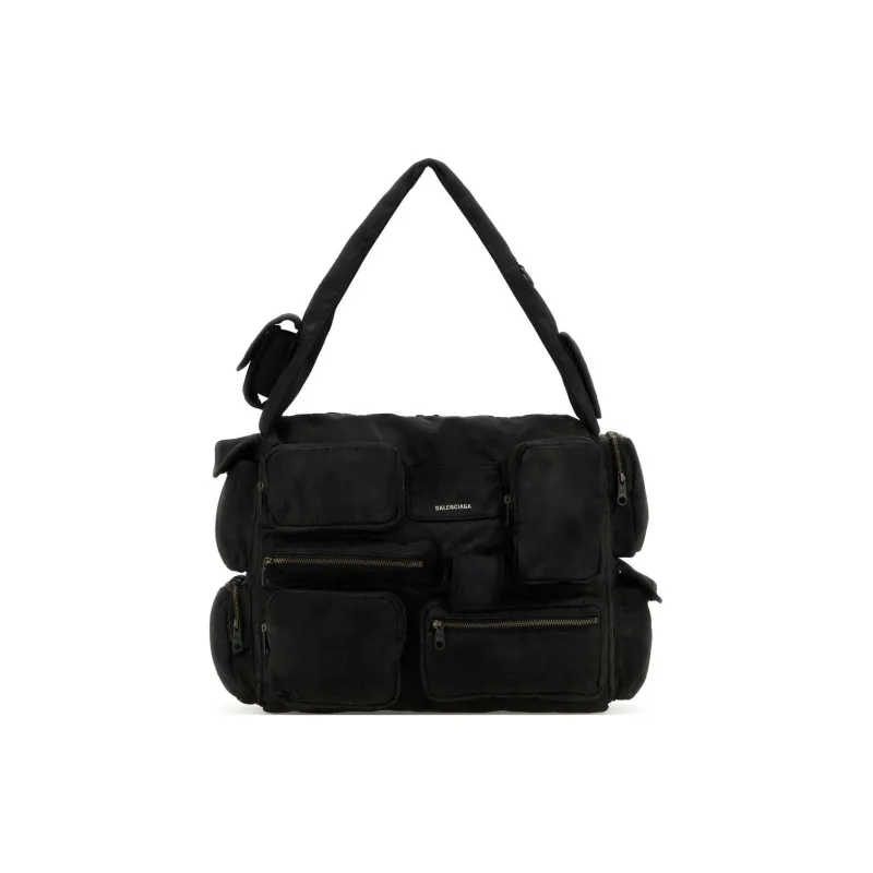 Balenciaga Superbusy Canvas Bag Handbag Shoulder Bag Large Size Men's Black-0