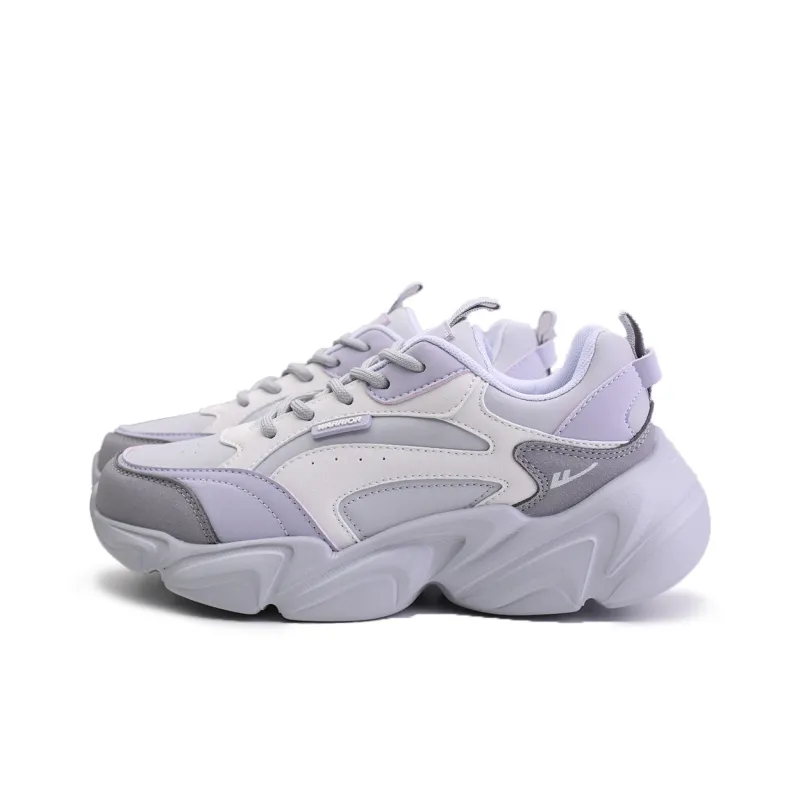 Warrior Anti-Slip And Wear-Resistant Lightweight Low-Top Chunky Sneakers Women's Ash Beige Purple-2