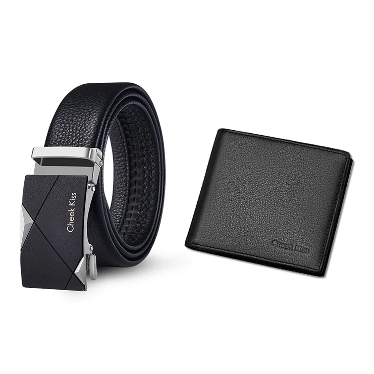 Cheekkiss Cow Leather Belt Father's Day Men's Black 3.5cm-18