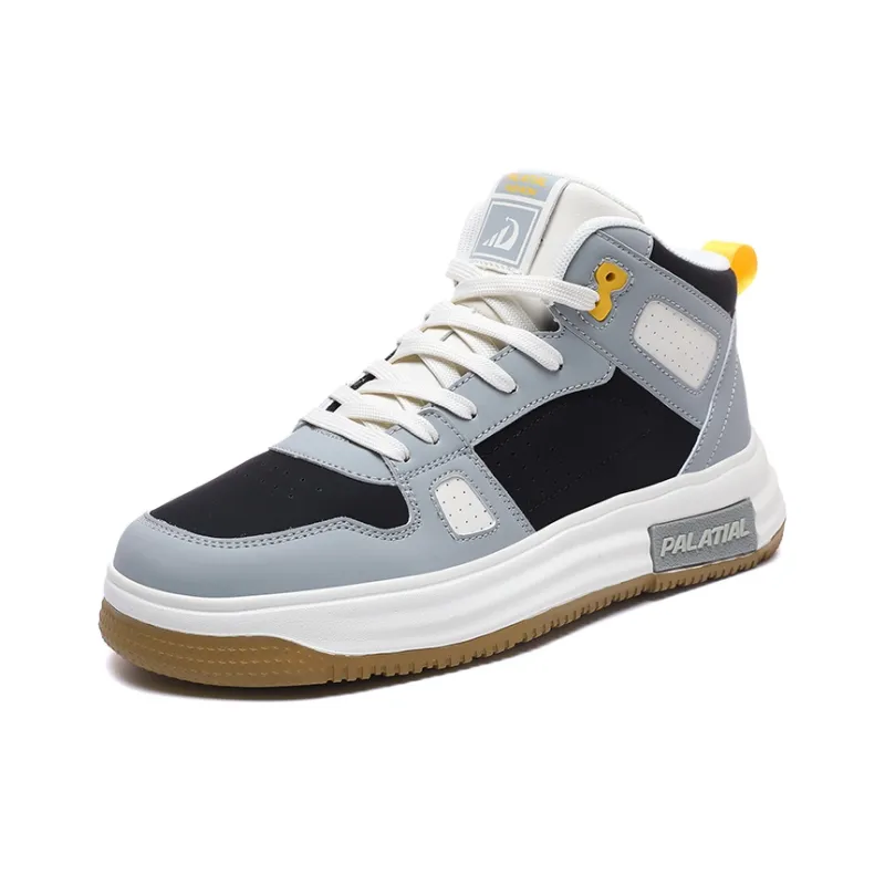 PALATIAL Skateboard Shoes Men High Top Black Rice/Light Gray Black/Brown-9