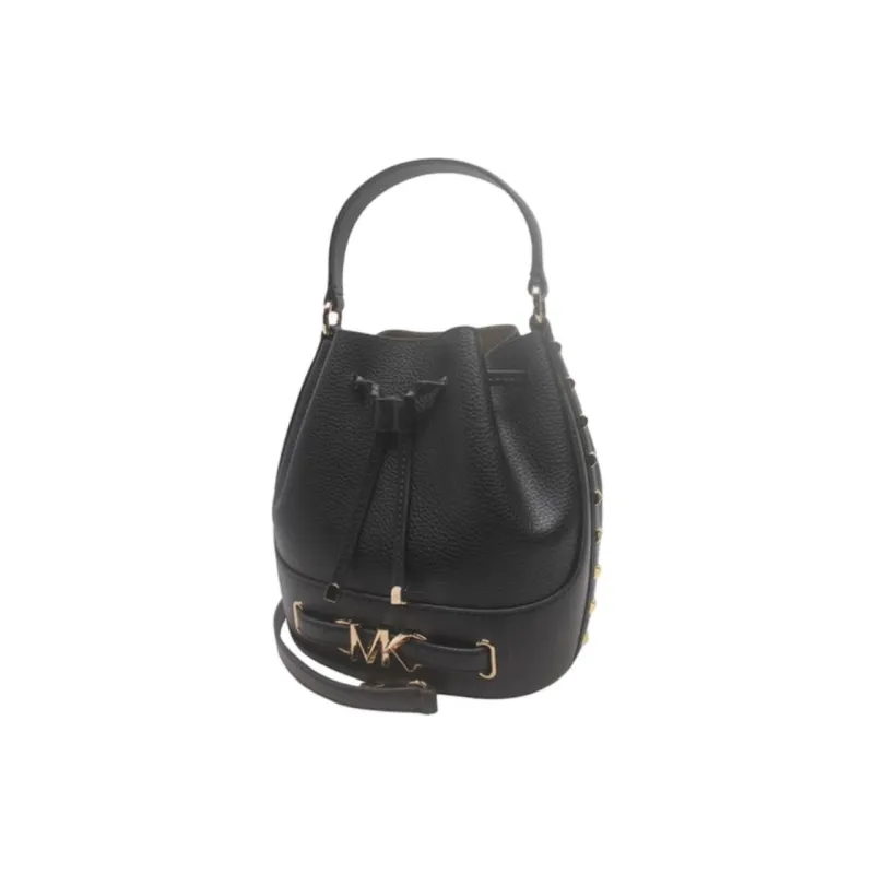 MICHAEL KORS Litchi Grain Leather Bucket Bag, Shoulder Bag, Handbag Medium Size Women's Black-2