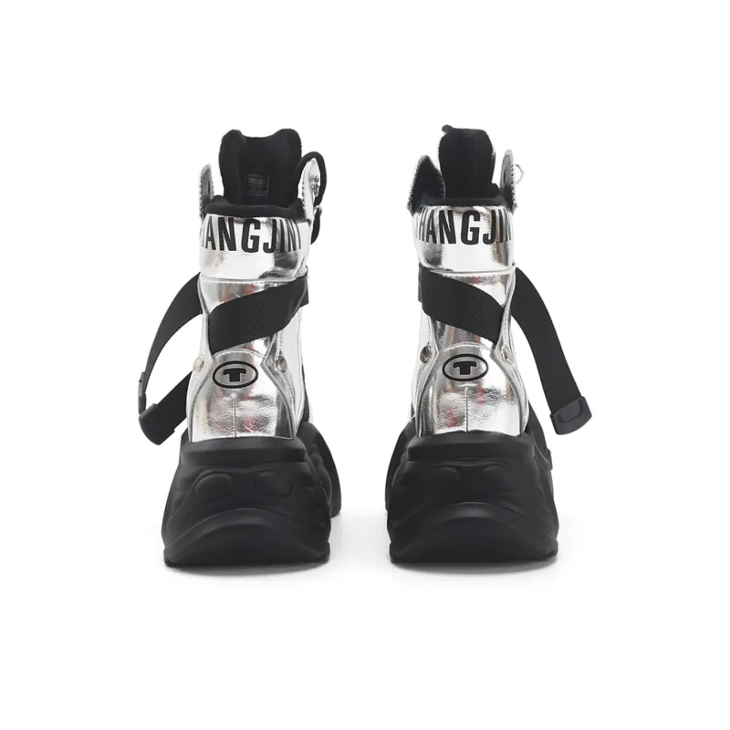 TOM TAILOR Black Obsidian Tactical Wave Boots Slip Resistant High Top Chunky Sneakers Women's-10