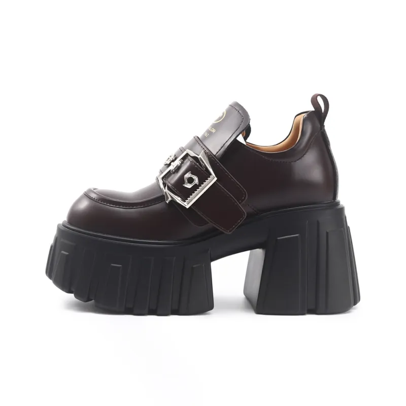 TOM TAILOR British Black Diamond Platform Shoes Loafers 9cm Women's-0