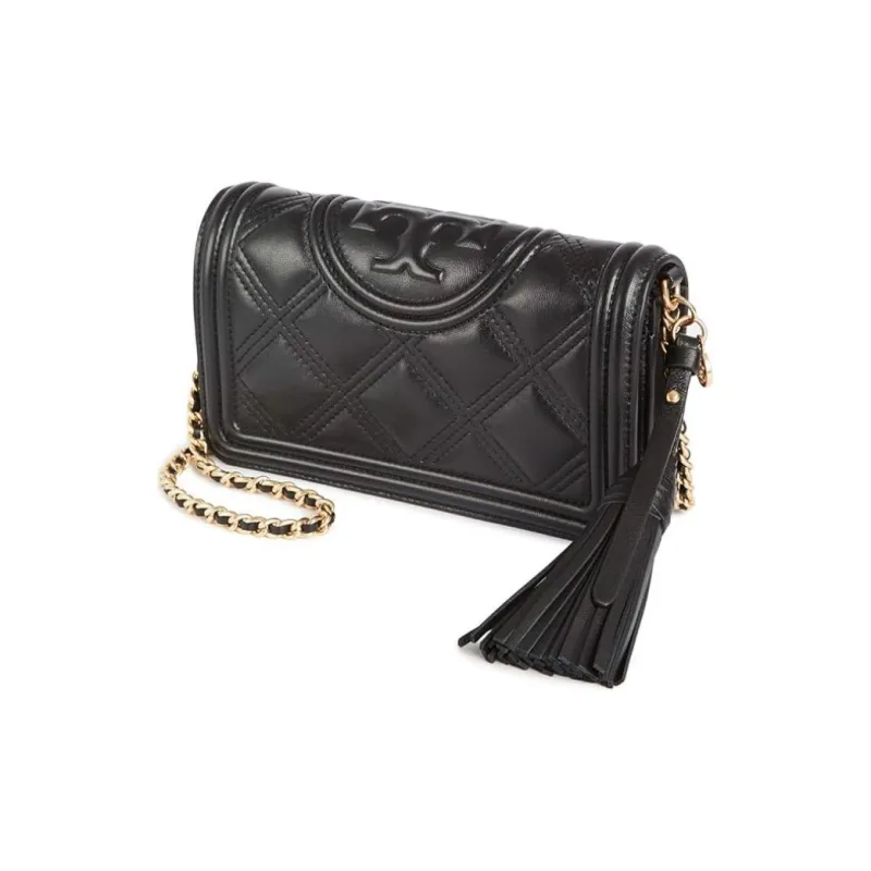 TORY BURCH Fleming Sheepskin Shoulder Bag, Crossbody Bag Trumpets Women's Black-0