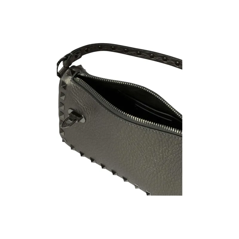Valentino GARAVANIRockstud Calfskin Shoulder Bag, Crossbody Bag, Handbag Trumpets Women's Silver Gray-4