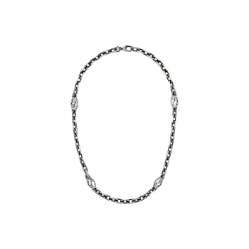 GUCCI Sterling Silver Interlocking G Necklace