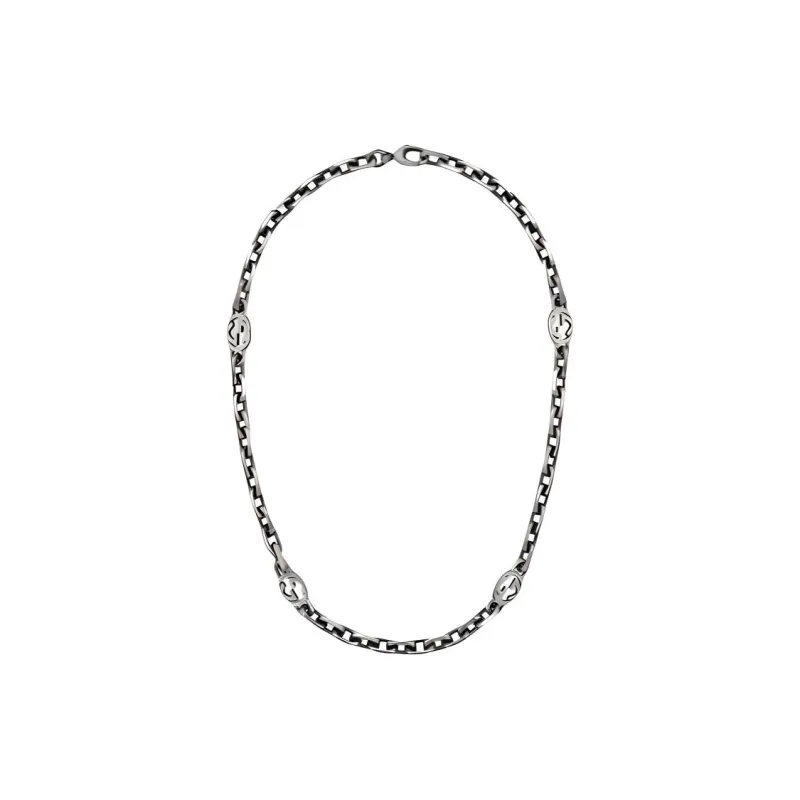 GUCCI Sterling Silver Interlocking G Necklace-0
