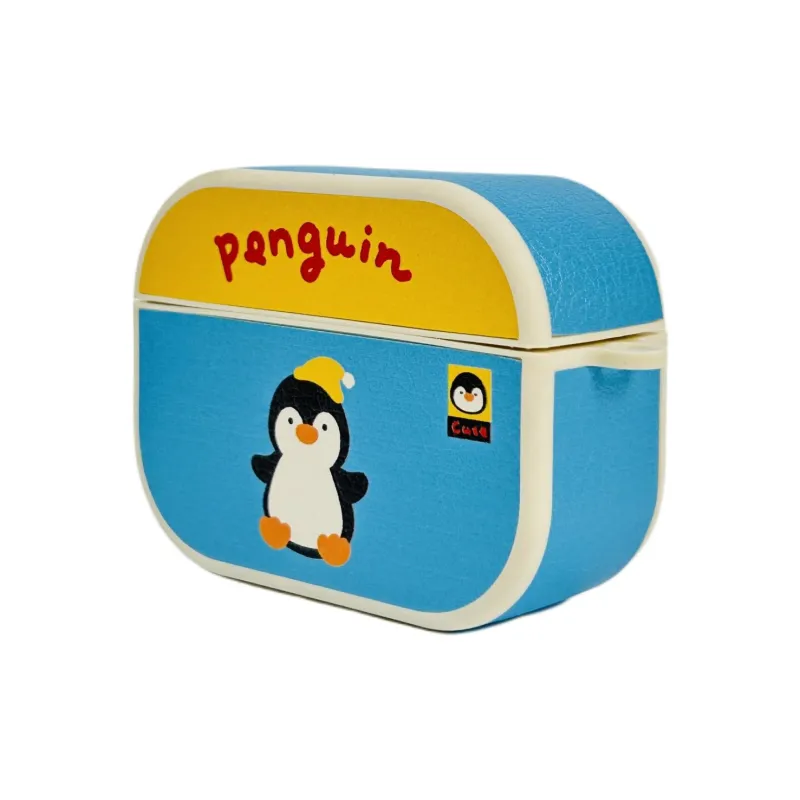 Wei Xin Compatibility Apple AirPods 4/2/3/4th Generation/AirPods Pro/Pro 2 Leather Penguin Pendant Headphone Cases-4