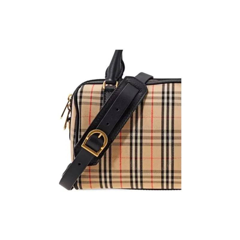 Burberry Top Handle Check Gold tone Beige-4