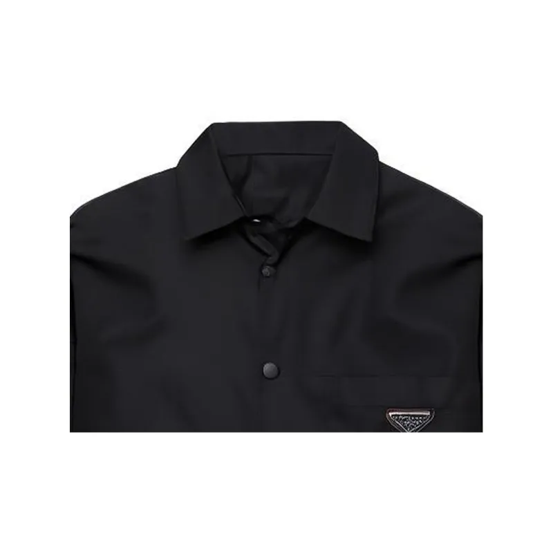 PRADA Camel Hair Chest Logo Button Down Shirt-1