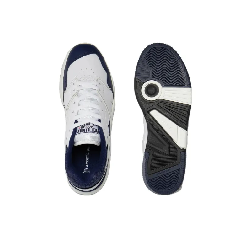 LACOSTE Lineshot Abrasion Resistant Low Top Casual Shoes Men's White Blue-5