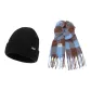 Black Hood with Blue Coffee Color Scarf