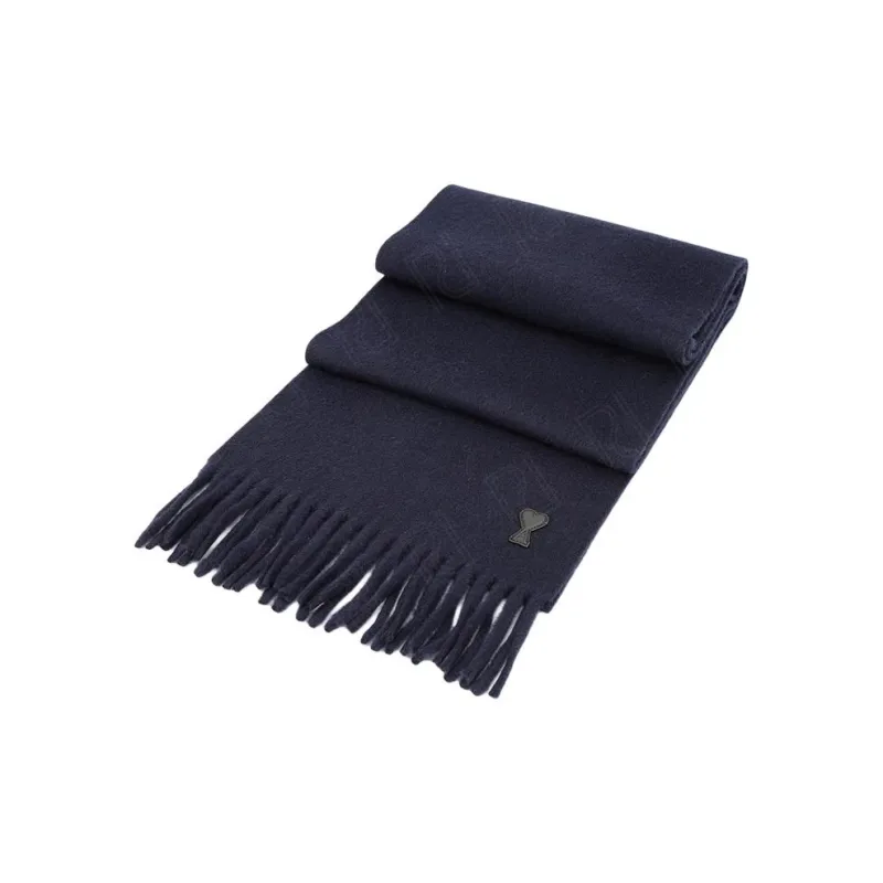 Ami Paris Ami De Coeur Leather Patch Scarf-2