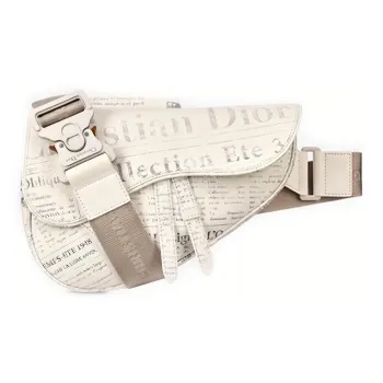 DIOR Saddle Cow Leather Saddle Bag One Shoulder Crossbody Fanny Pack Sling Bag Men's White
