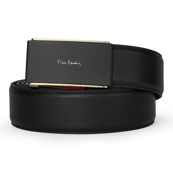 PIERRE CARDIN Top Grain Cow Leather Belts Men's Black Red 3.4cm-6