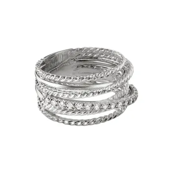David Yurman Sterling Silver Crossover Diamond Ring 12mm