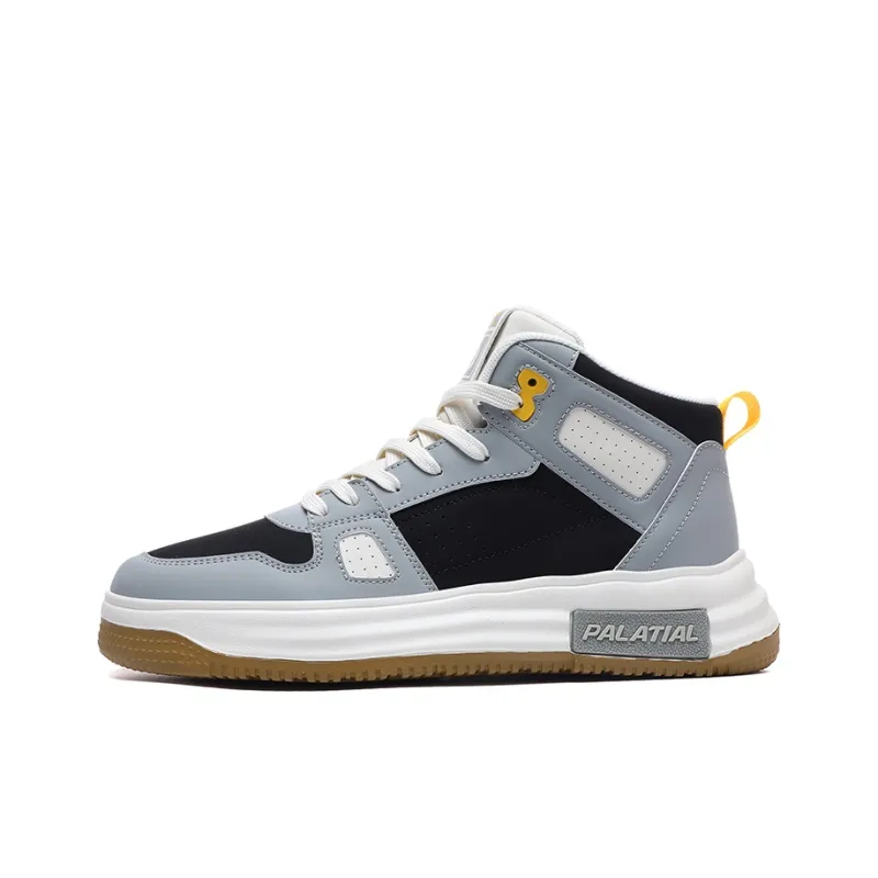PALATIAL Skateboard Shoes Men High Top Black Rice/Light Gray Black/Brown-8