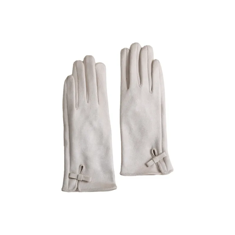 Lagur Polyester Knit Gloves Women's Gentle Creamy White/Noble Brown-0