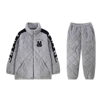Qiao Ni Tong Pajama Set Men's Light Gray