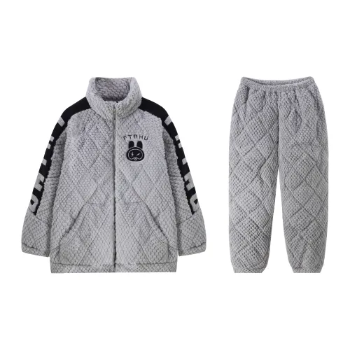 Qiao Ni Tong Pajama Set Men's Light Gray