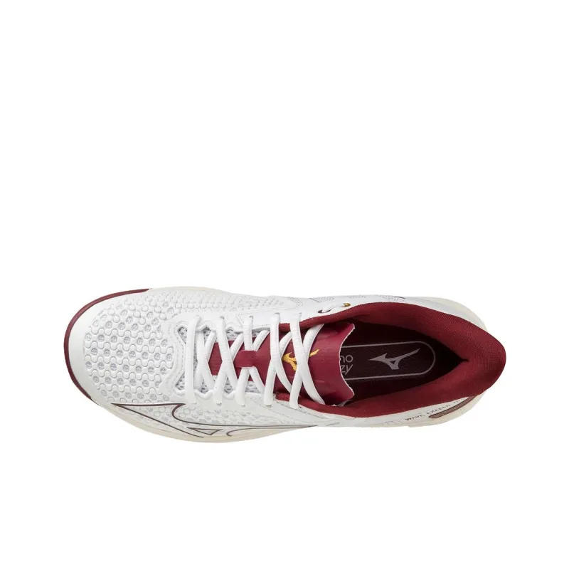 Mizuno Wave Exceed Tour 5 Slip Resistant Low Top Tennis Shoes Unisex White Red-2