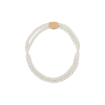 MIU MIU Artificial Pearl Metal Necklaces Women's Gold