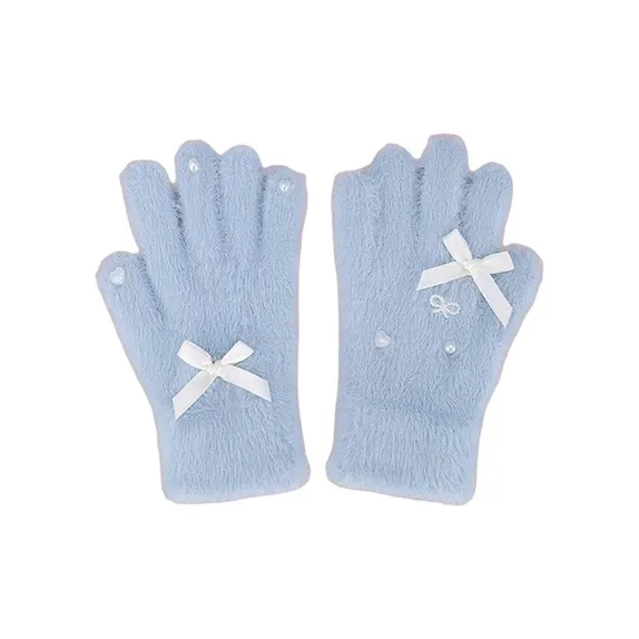 Peach Tea Plush Knit Gloves Women's-5