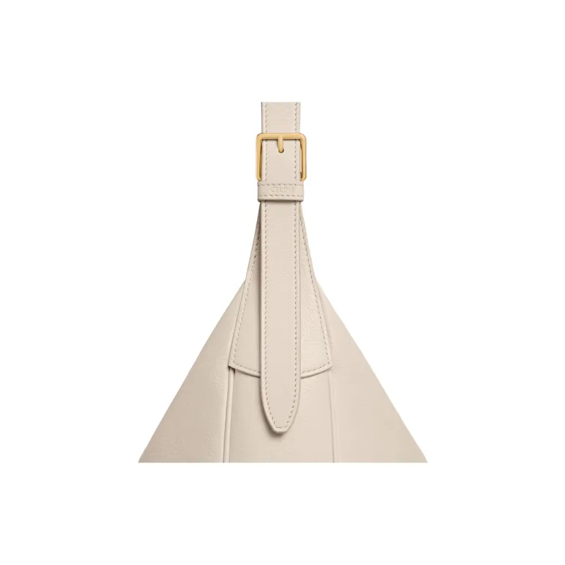 CELINE Calfskin One Shoulder Handbag Medium Size Women's Light Beige-3