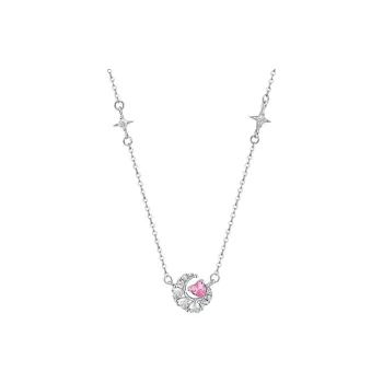 ME LUXE S925 Silver Necklace Versatile #Good Luck Crystal Declaration Of Love And Anniversary Gift Women's