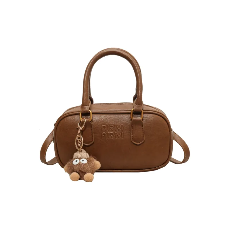 HCXK PU Bowling Ball Crossbody One Shoulder Handbag Unisex Coffee/Brown/Black-5