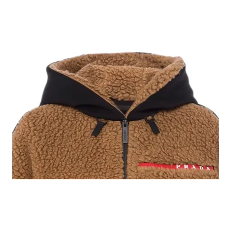 PRADA Velvet-feel Coat Women's Camel-4