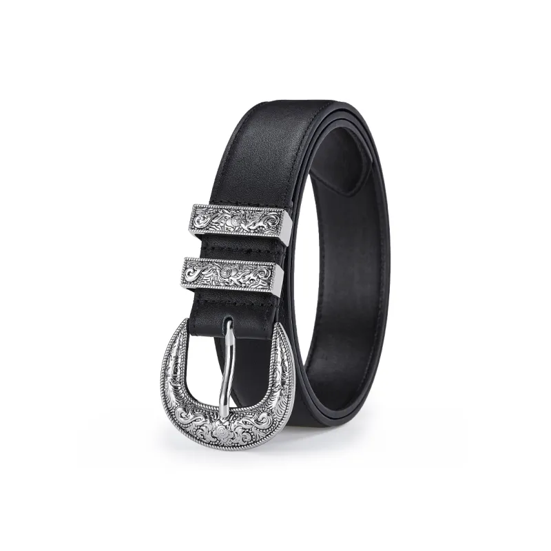 Jeccieziio Cow Leather Leather Belts Unisex Width  3.5cm Gift Box Sets-2