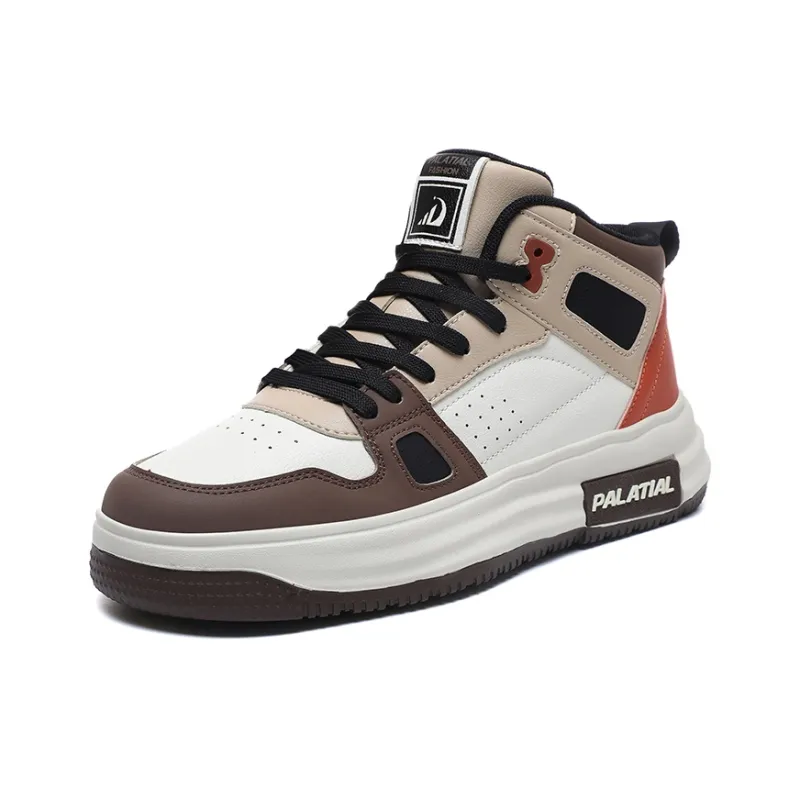 PALATIAL Skateboard Shoes Men High Top Black Rice/Light Gray Black/Brown-17