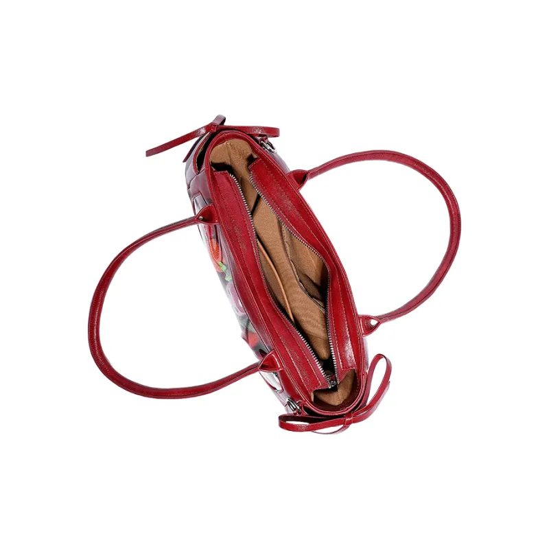 OCTSUI PU One Shoulder Handbags Medium Size Women's Ecru/Red/Brown Black-8