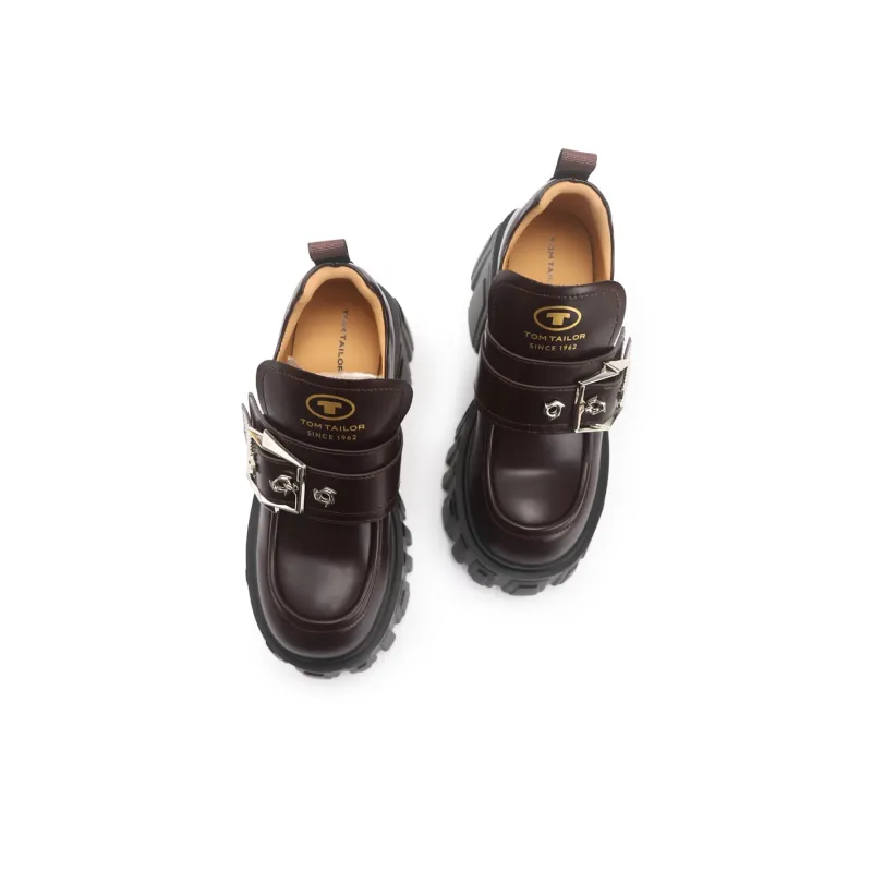 TOM TAILOR British Black Diamond Platform Shoes Loafers 9cm Women's-3