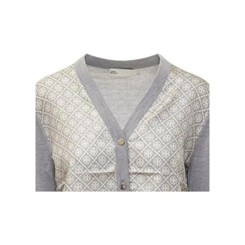 TORY BURCH T Monogram Twill Cardigan-2