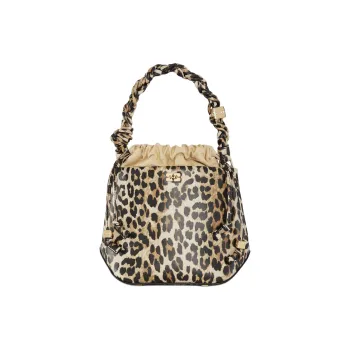GANNI Bou Leopard print Bucket Bag